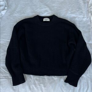 Black cashmere crewneck sweater